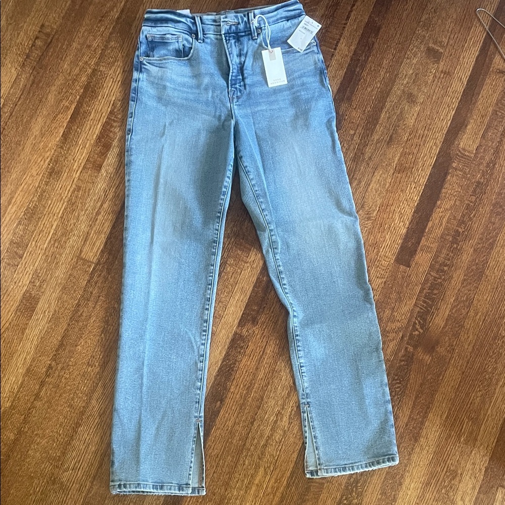 Good American Blue Straight Leg Jeans